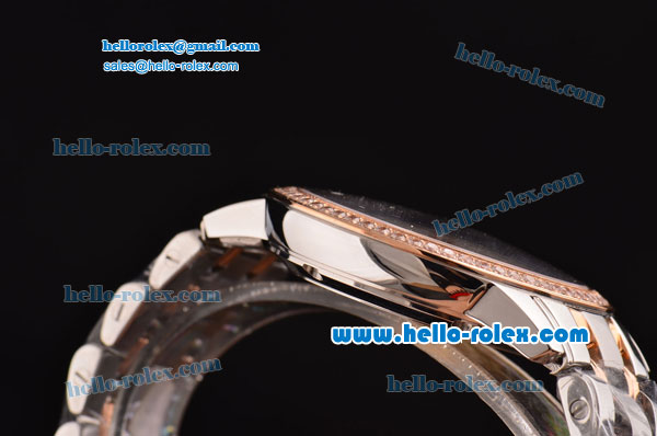 Vacheron Constantin Patrimony Swiss ETA 2824 Automatic Steel Case Diamond/Rose Gold Bezel with Two Tone Strap White Dial Diamond Markers - Click Image to Close